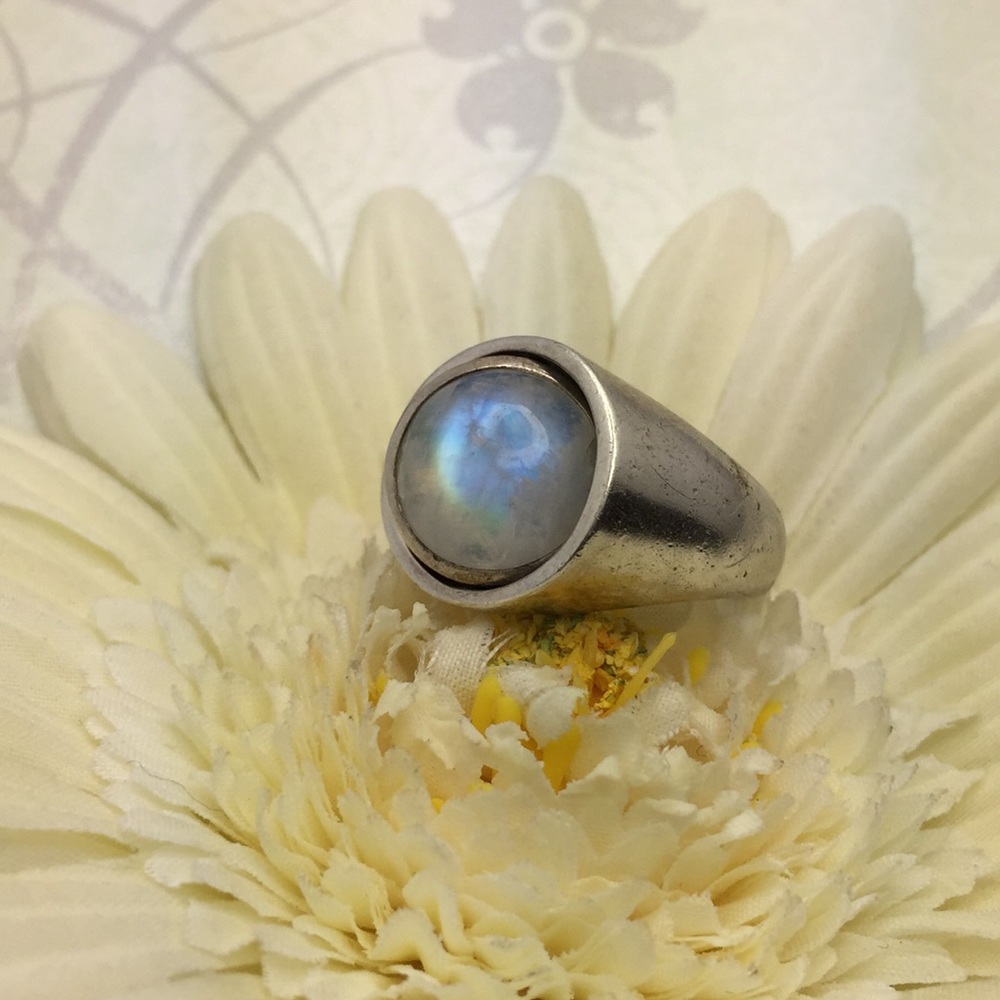 Pentacle Moonstone Flip Ring size 8.5